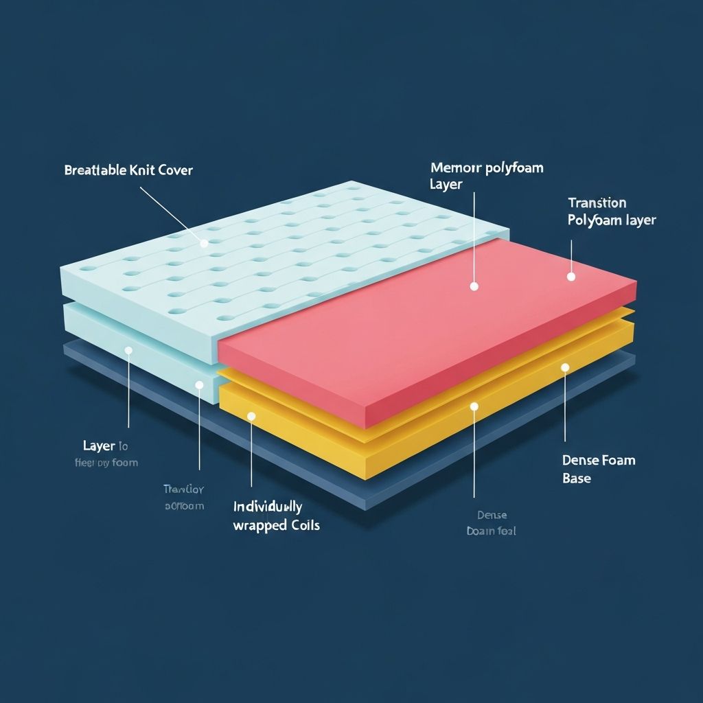 Helix Midnight Mattress layer construction cross-section showing all 5 layers
